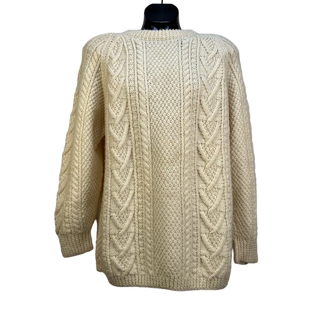 Handmade Cable Knit Ivory Fisherman's Sweater Crewneck Jumper